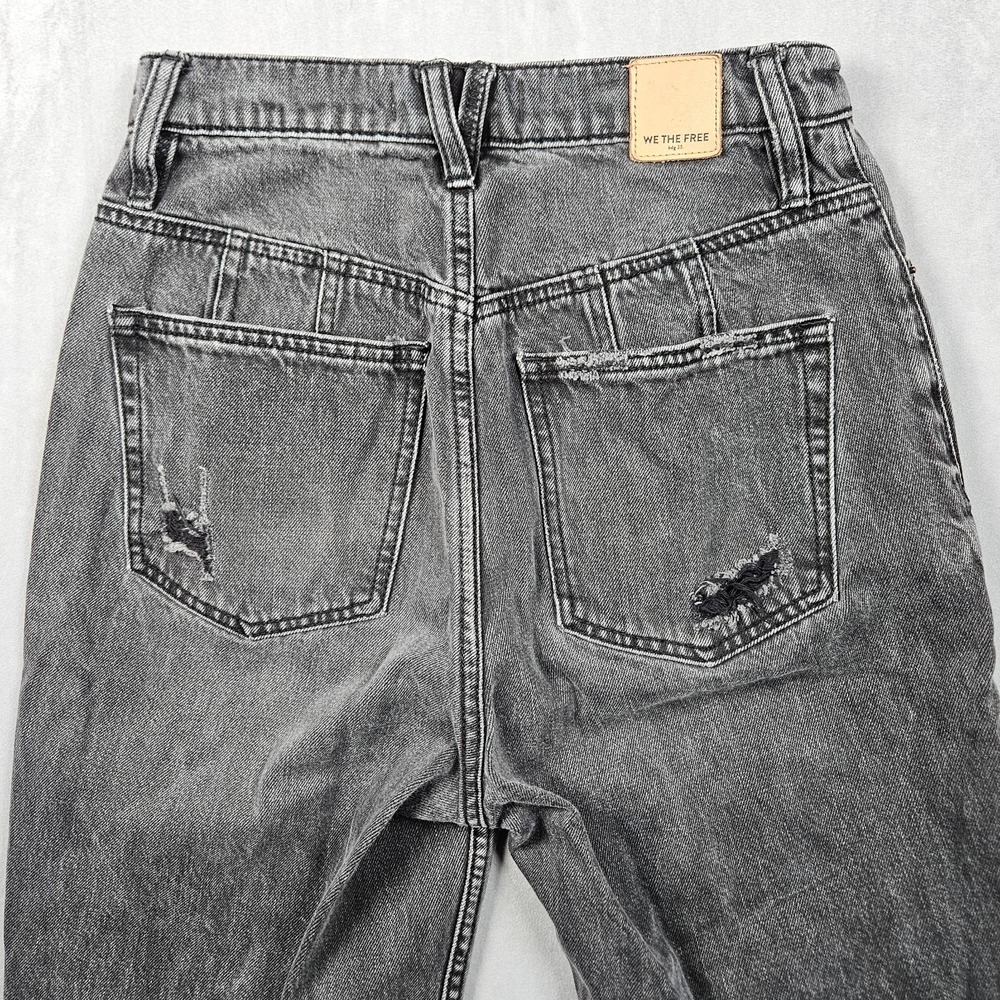 We The Free Jeans Womens 27 Black Curvy Distressed High Rise Straight Grunge - Picture 5 of 12